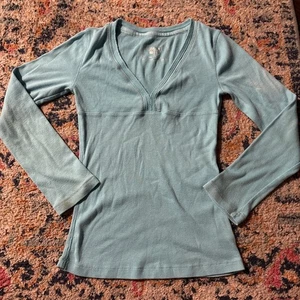 Girls Limited Too Long Sleeve Ribbed V-Neck Top - Aqua, Size 12 - Picture 1 of 2