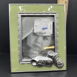 New Baby 4.75”X 5.75” Picture Frame. Hold 3.5” x 4.5” Photo. Sage Green & silver - Picture 1 of 3