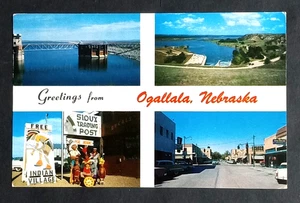 Grüße aus Ogallala Nebraska NE Postkarte 1960er Lake McConaughy Sioux Indianer - Bild 1 von 2