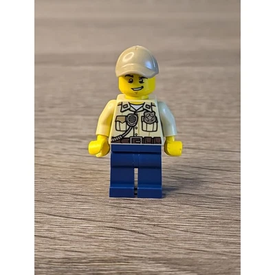 LEGO Minifigure City Police Officer Security Guard Tan Vest Blue Pants - Image 1 of 2