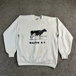 VINTAGE Walton N.Y. Sweatshirt Mens Large Jerzees Cow Farm Crewneck 90s USA - Imagen 1 de 17