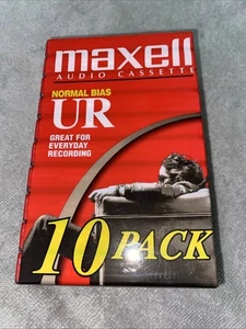 New & Sealed MAXELL Blank Audio Cassette Tapes Normal Bias 10 Pack UR 90 Minutes - Picture 1 of 4