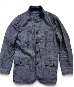 Giorgio Armani Italy Linen Jacket 54 L XL Rare Mandarin Collar Utility Style - Picture 1 of 11