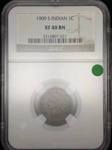 1909-S 1C NGC XF 40 BN Indian Head Cent [021] - Picture 1 of 14