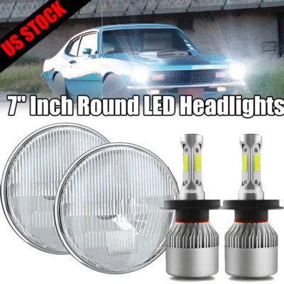 2 faros LED halo de 7 pulgadas con luz de señal de giro para Ford Maverick 1972-1977 Foto 1 de 4