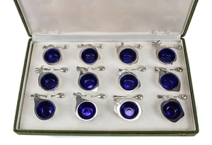 12pc 800 Silver Fabbrica Argenteria Fiorentina di Bartolini open salts w/ spoons - Picture 1 of 9