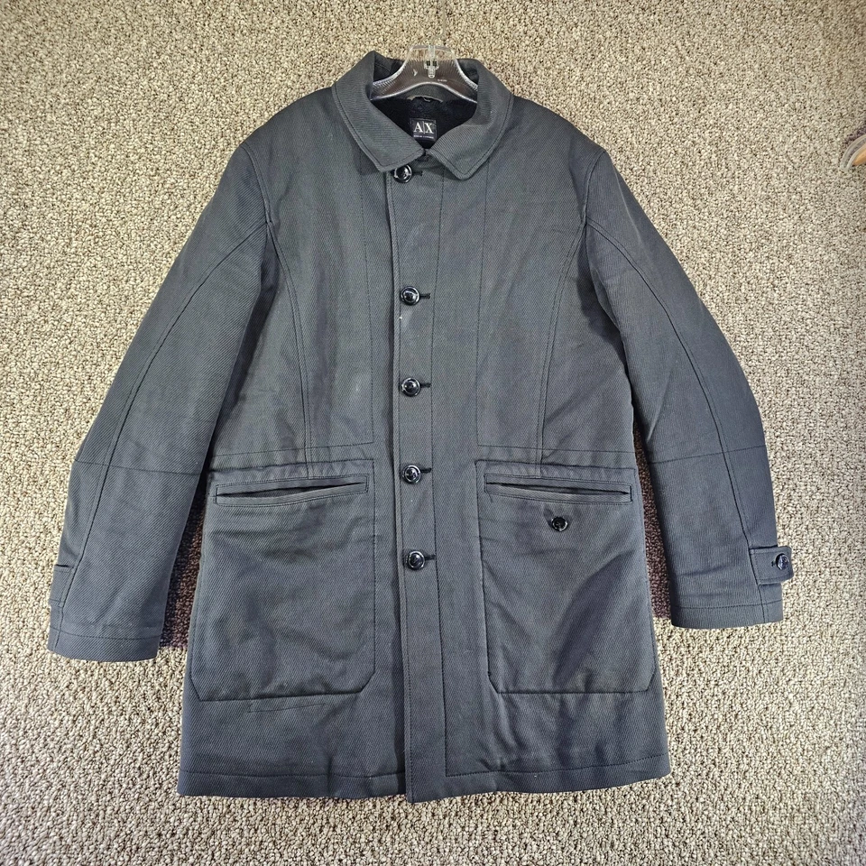 Armani Exchange Jacket Mens Medium Button Front Sherpa Fleece Lined - Image 1 of 4