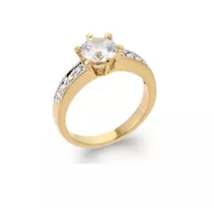 Ring Cz Solitär vergoldet 18 Karat 5 Mikron T50 bis T68 AUSWAHL - Bild 1 von 6