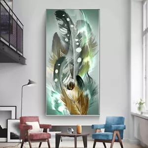 Abstract Feather Wall Art Canvas Painting Feather Wall Poster Print Wall Picture - Picture 1 of 8