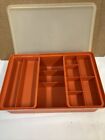 Vintage Tupperware TupperCraft Container Craft Box Tackle Organizer Orange #1421