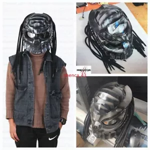 Hand-painted Alien vs. Predator Full Face Mask FRP Motorcycle Helmet Laser Light - Foto 1 di 22