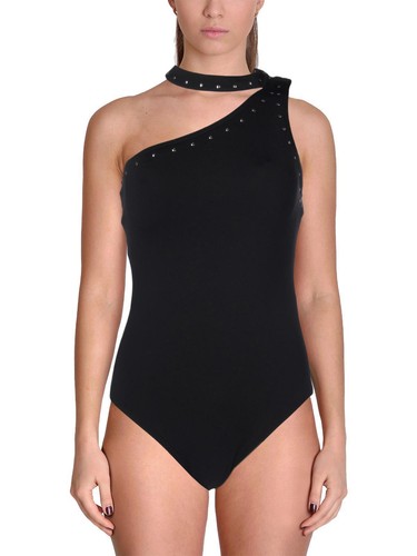 Nuovo costume da bagno Michael Kors 1 pezzo unico taglia 6 girocollo borchie nero