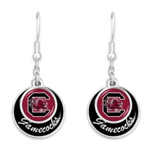 South Carolina Gamecocks Stacked Disk Earrings Jewelry Gift Licensed USC - Picture 1 of 1