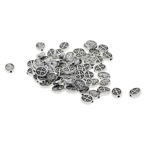 50 Pieces Metal Design Oval Loose Spacer Beads Jewelry - Picture 1 of 7
