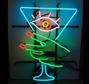 Cocktails Eye Glass Martini Girl Beauty Neon Light Sign 20"x16" Lamp Bar Beer - Picture 1 of 19