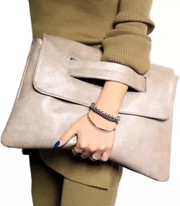 Borsa messenger donna pelle kaki grande pochette busta borsetta valigetta - Foto 1 di 3