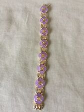 Lavender Jade Bracelet 7-1/2" Long 14K Yellow Gold