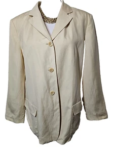 Talbots Damen weicher gelber Seide Leinen Blazer Anzug Taschen komplett gefüttert 16P - Bild 1 von 7