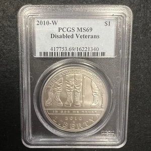 2010 W $1 Disabled Veterans Silver Commemorative Dollar PCGS MS69 - Picture 1 of 5