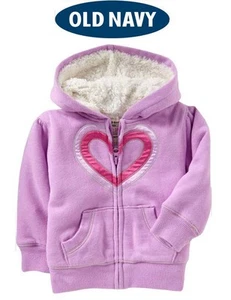 NWT OLD NAVY Sz 18/24 MONTHS HOODIE FUR JACKET SWEATSHIRT PINK LOGO CUTE NEW - Picture 1 of 1