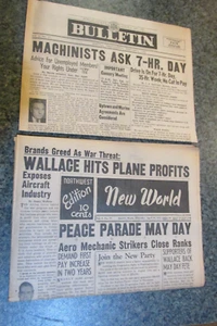 RARE NEW WORLD AND MACHINISTS NEWSPAPERS-1947-48-PRO LABOR - Picture 1 of 7