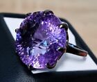 Natural 30Ct Amethyst gemstones Ring, silver 925, Rhodolite plated, Size 8,3/4US