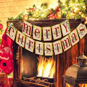 Christmas Decorations Yard Sign Vintage Merry Christmas Banner 5.8inch - Picture 1 of 8