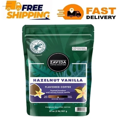 Café Zavida café en grano entero, vainilla avellana, 32 oz. Foto 1 de 4