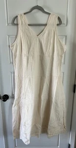 Quitte 100% Bio Baumwolle Gaze Stufen Maxikleid Vintage Creme Gr. XL - Bild 1 von 5