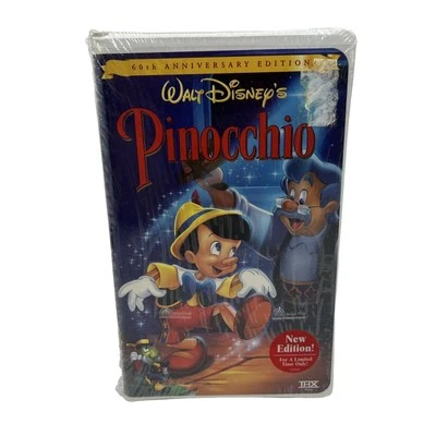 Pinocchio 60th Anniversary Edition Walt Disney Movie VHS Sealed Foto 1 de 3