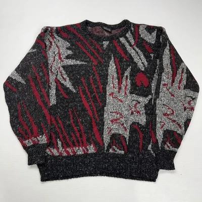 Suéter De Colección New Era Para Hombres XL Rojo Negro Abstracto Geometría Patrón EE. UU. Punk Retro Foto 1 de 4