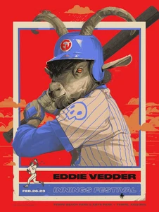 Eddie Vedder Innings Fest AP S/N Poster 2023 Oliver Barrett Tempe, AZ Pearl Jam - Picture 1 of 5