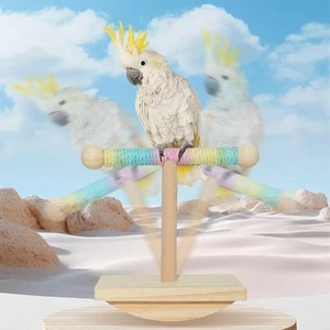 Bird Training Stand Parrot Perch Stand Playing Wood Portable Interact Desktop - Picture 1 of 7