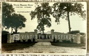 Vtg Sullivan IL Illinois Cemetery Entry Masonic Home Real Photo Postcard RPPC - Picture 1 of 2