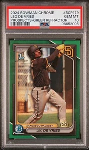 2024 Bowman Chrome Prospects #BCP179 Leo De Vries Green Refractor /99 PSA 10 - Picture 1 of 2
