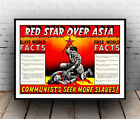 Red Star Over Asia  , Vintage Propaganda Advertising Poster Reproduction.