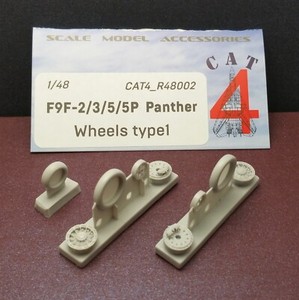 CAT4 R48002 F9F-2/3/5/5P Grumman Panther Wheels US Navy Type1, 1:48 scale resin