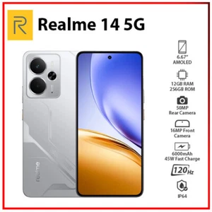 (New) Realme 14 5G 12GB+256GB SILVER Dual SIM Global Ver. Android Cell Phone - Picture 1 of 5