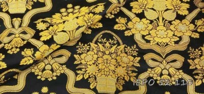 Vestimentas litúrgicas eclesiásticas tecido brocado floral metálico com vasos - Imagem 1 de 4