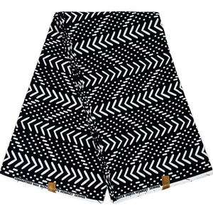 African Fabric Tribal Print Ankara Per Yards 100% Cotton Black White Material - Picture 1 of 12