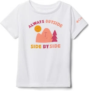 Columbia Girls' Mirror Creek Short Sleeve Graphic Shirt, White Sunnysides-Lg - Picture 1 of 4