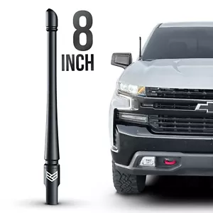 SHORT ANTENNA for CHEVY SILVERADO GMC SIERRA TRUCKS 8 INCH FLEXIBLE - ANTI THEFT - Picture 1 of 6
