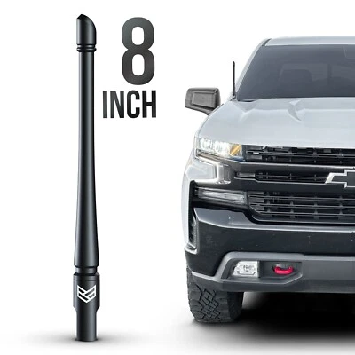 SHORT ANTENNA for CHEVY SILVERADO GMC SIERRA TRUCKS 8 INCH FLEXIBLE - ANTI THEFT - Image 1 of 4