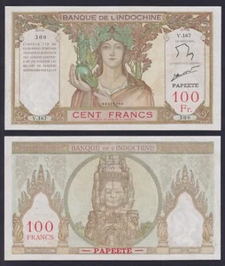 Billet Tahiti Papeete 100 FRANCS (1939-1965) P.-14d BB/VF - Picture 1 of 1