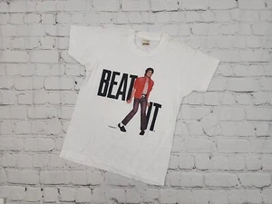 CAMISETA PROMOCIONAL ÁLBUM BEAT IT RARA VINTAGE 1984 MICHAEL JACKSON BLANCA TALLA 10-12 - Imagen 1 de 8