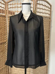 Alexa Chung Polyester Black Button Down Blouse Size 6 USA - Picture 1 of 7