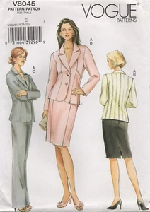 Vogue Sewing Pattern 8045 Jacket Trousers or Skirt Suit Back Seams Size 14 16 18 - Picture 1 of 13
