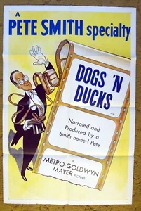 Póster vintage de MGM - Dogs 'N Ducks, una especialidad de Pete Smith, dibujos animados clásicos 1953 - Imagen 1 de 1