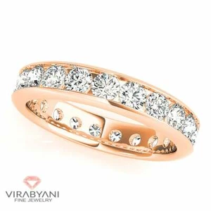 3.70 ct G/H - SI2 Diamond Channel Set Eternity Band Ring in 18K Rose Gold - Picture 1 of 5