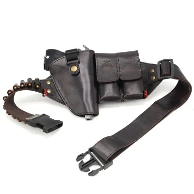 Cowhide Leather Waist Belt Concealed Holster Universal Double Mag Right Hand - Image 1 of 4